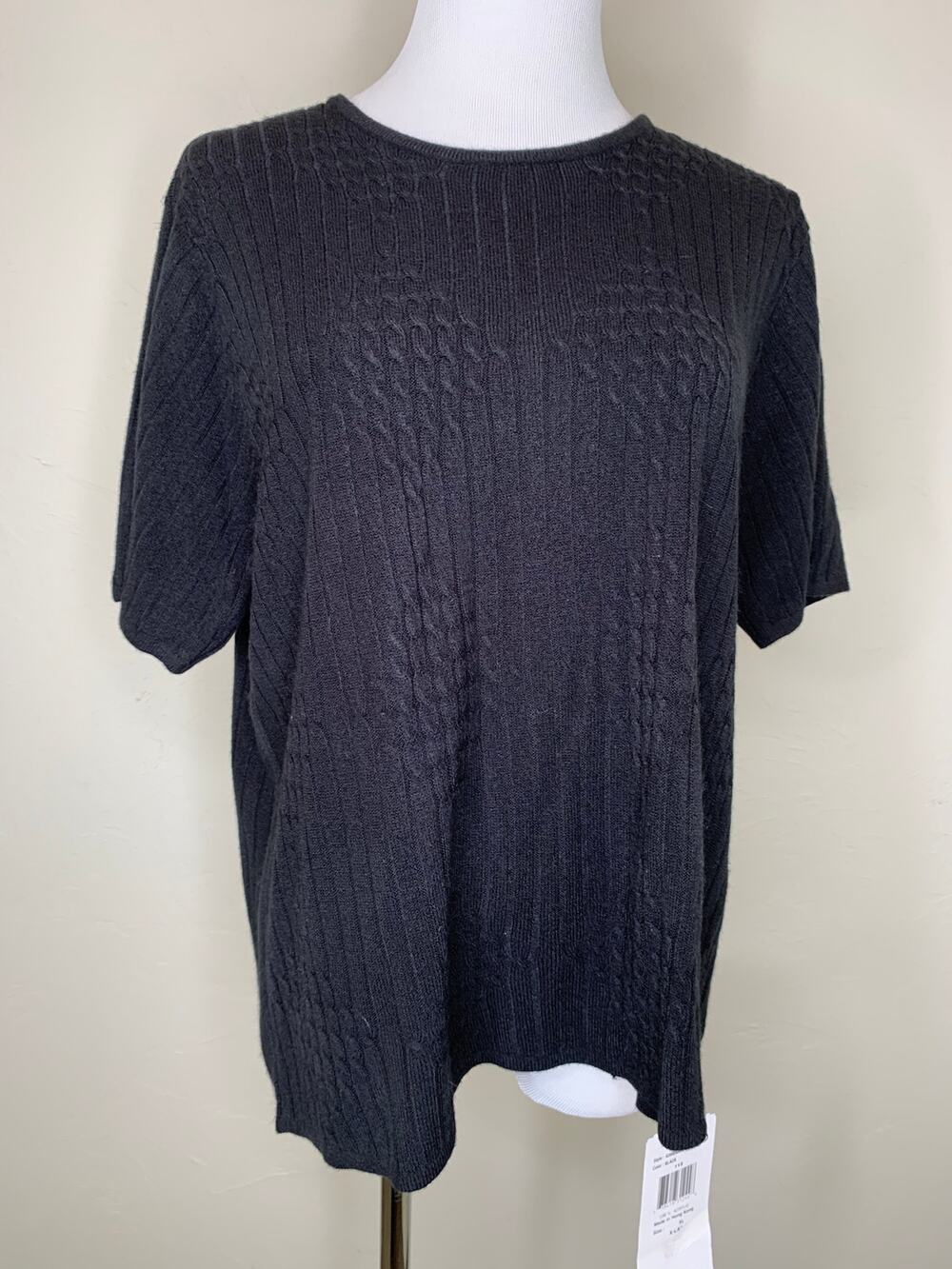 Designer's Original Black Cable Knit Sweater Sz XL New Old Stock
